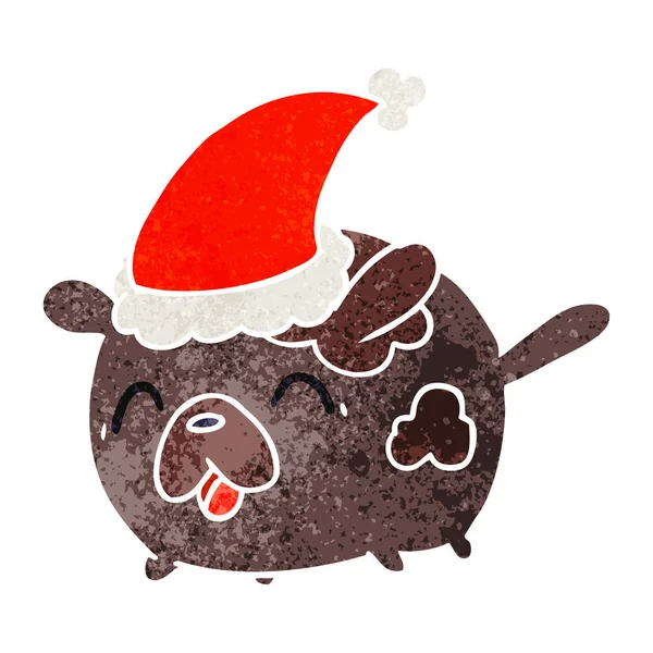 Χριστουγεννιάτικα κινούμενα σχέδια ρετρό kawaii σκύλου — Διανυσματικό Αρχείο