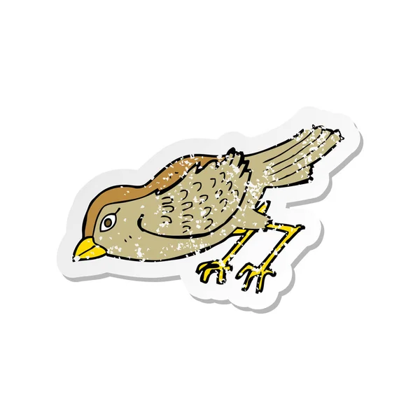 Retro adesivo angosciato di un uccello del giardino del fumetto — Vettoriale Stock