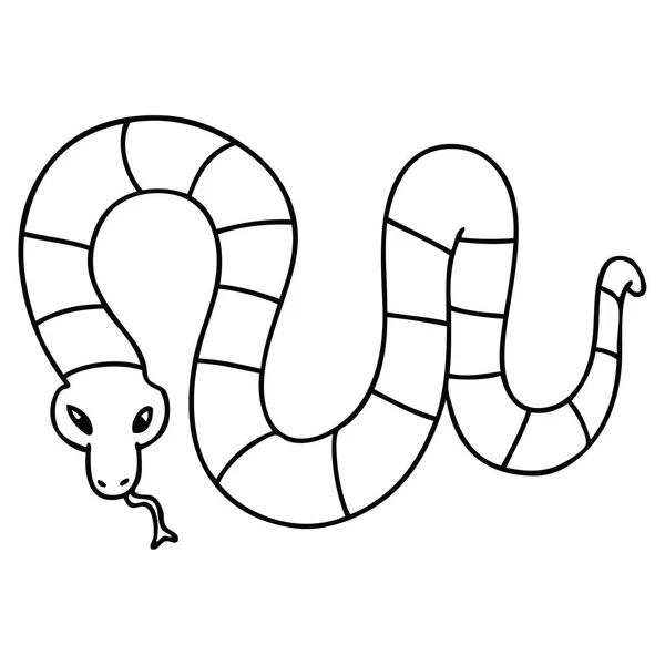 Причудливая линия рисования мультяшной змеи — стоковый вектор