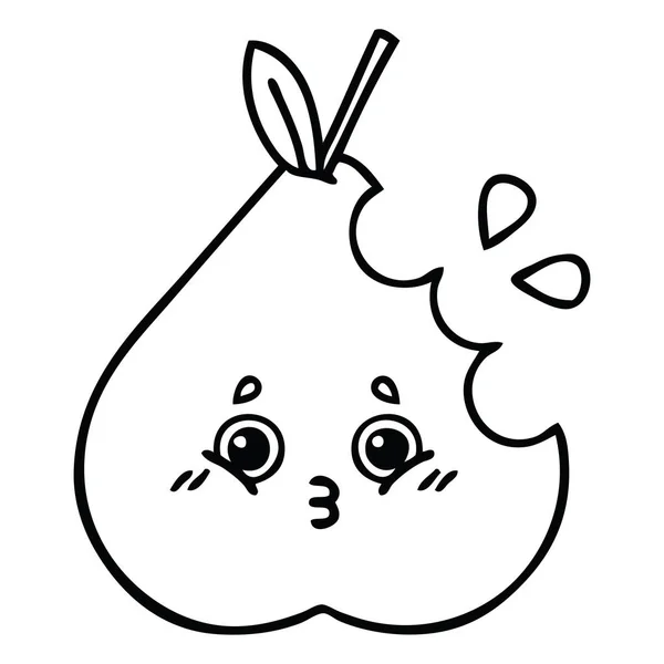 Line drawing cartoon pear — Stock Vector