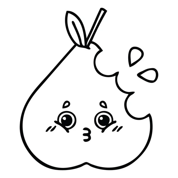 Lijntekening cartoon pear — Stockvector