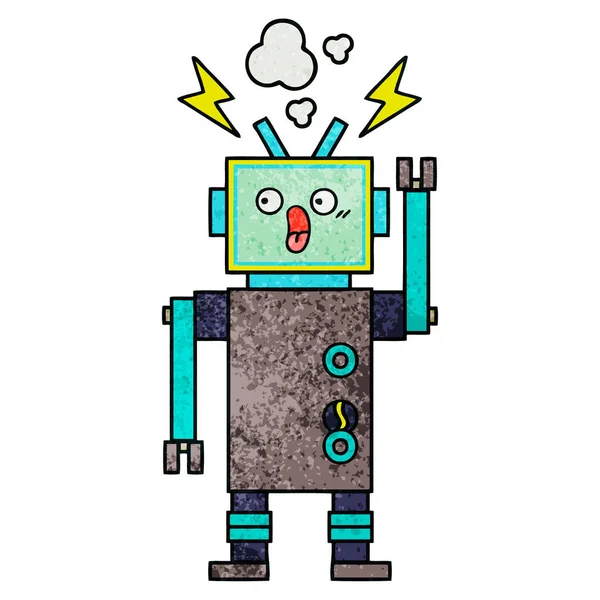 Retro Grunge Textur Cartoon Roboter — Stockvektor