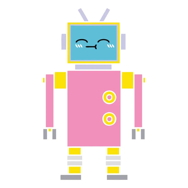 Плоский Цветной Ретро Мультфильм Роботе — стоковый вектор