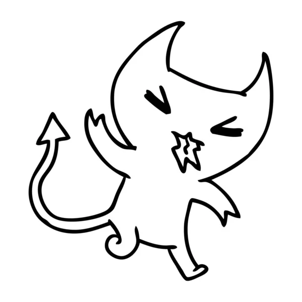 Kreslení čar kawaii roztomilý démona — Stockový vektor