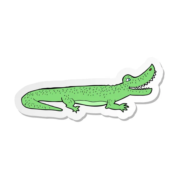 Sticker of a cartoon happy crocodile — Stock Vector
