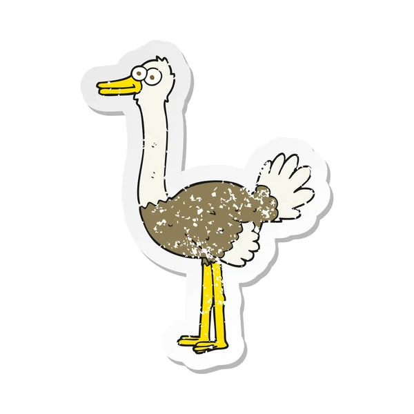 Retro Distressed Sticker Cartoon Ostrich — Stock Vector