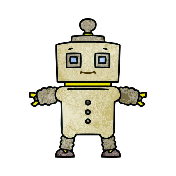 手の描かれた風変わりな漫画ロボット — ストックベクタ