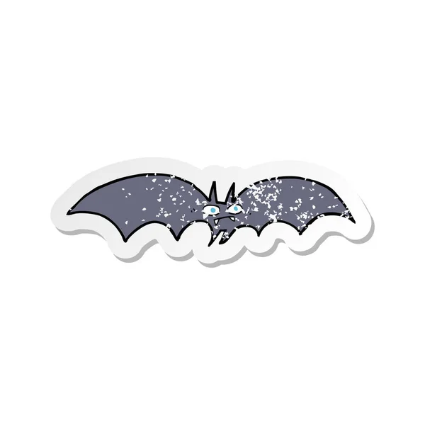 Retro Adesivo Angosciato Pipistrello Vampiro Cartone Animato — Vettoriale Stock