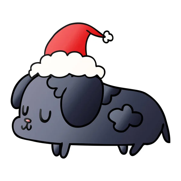 Dibujado Mano Navidad Gradiente Dibujos Animados Perro Kawaii — Vector de stock