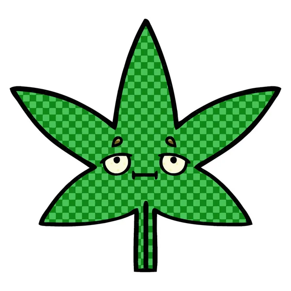 Desenhos Animados Estilo Banda Desenhada Uma Folha Maconha — Vetor de Stock