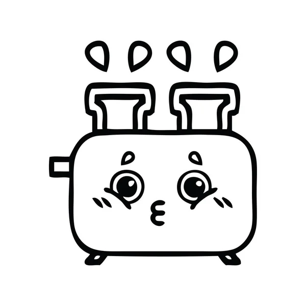 Line Drawing Cartoon Toaster — стоковый вектор
