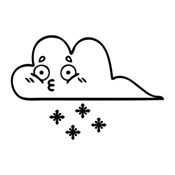 Linienzeichnung Cartoon Schneewolke — Stockvektor