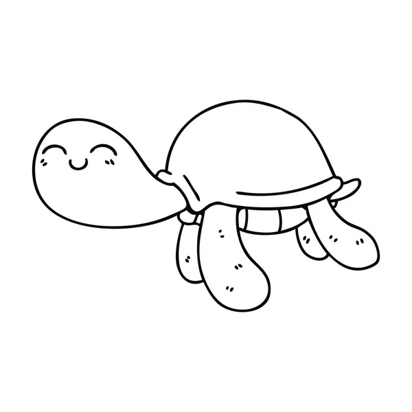 Lijntekening Eigenzinnige Cartoon Schildpad — Stockvector