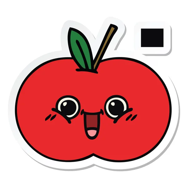 Pegatina de una linda manzana roja de dibujos animados — Vector de stock