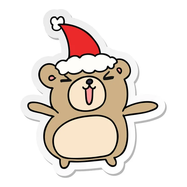 Mão Desenhada Natal Adesivo Desenhos Animados Urso Kawaii —  Vetores de Stock