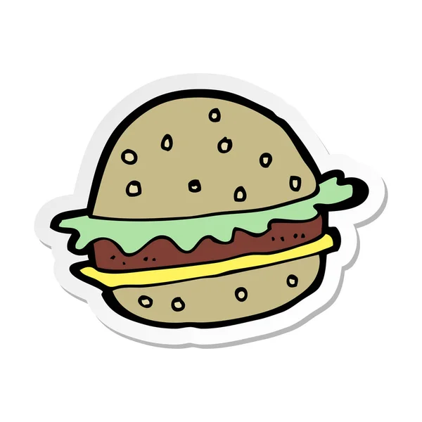 Sticker Cartoon Hamburger — Stock Vector