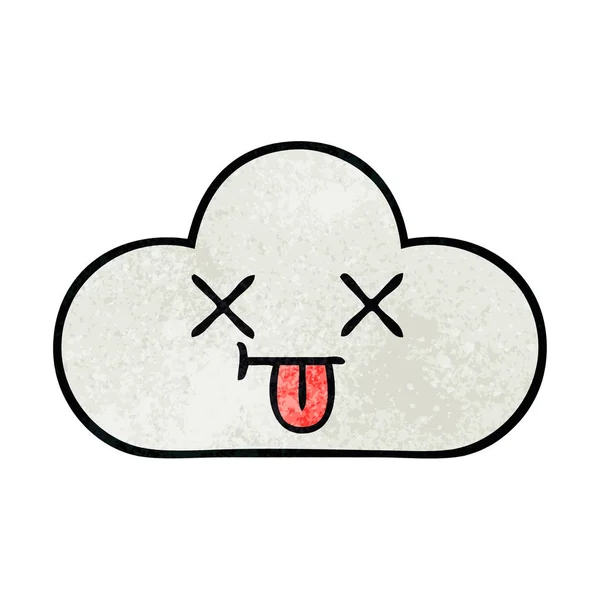 Caricatura Textura Grunge Retro Una Nube Blanca — Vector de stock