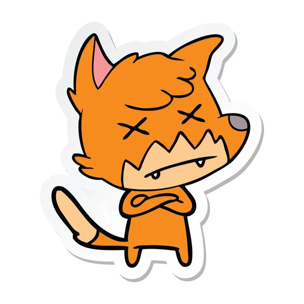 Sticker of a cartoon dead fox — Stock Vector