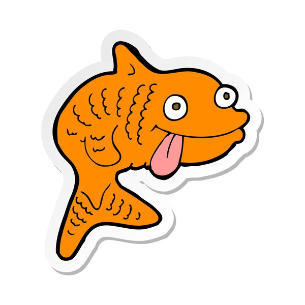 Sticker of a cartoon fish — Stock Vector