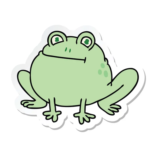 Sticker Quirky Hand Drawn Cartoon Frog — Stock Vector