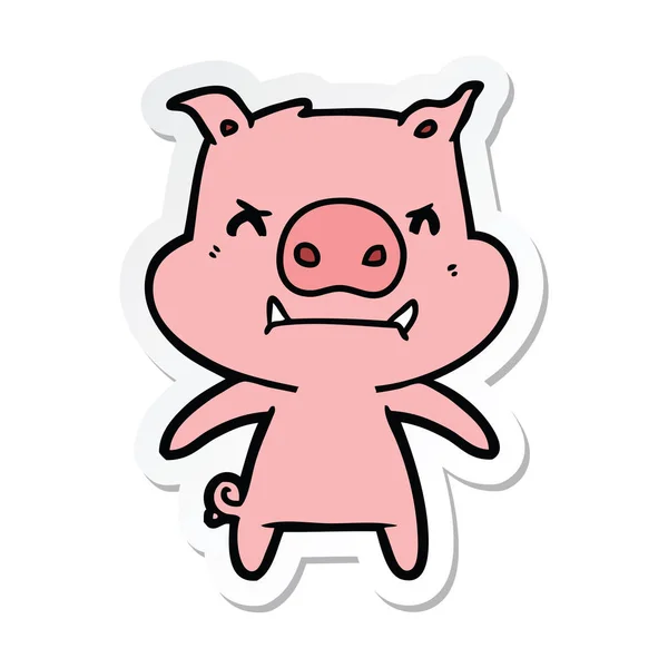 Sticker Angry Cartoon Pig — Stock Vector