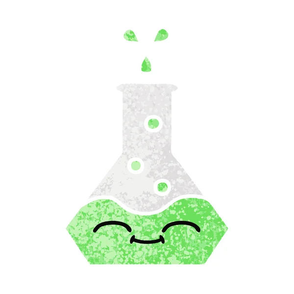 Gaya retro ilustrasi gelas kimia sains kartun - Stok Vektor