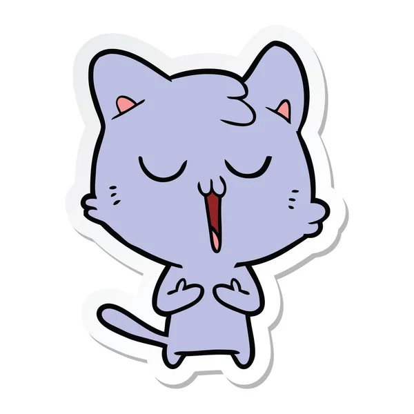 Sticker of a cartoon cat singing — Stock Vector