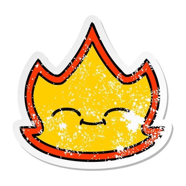 Distressed Sticker Cute Cartoon Fire — Stock Vector