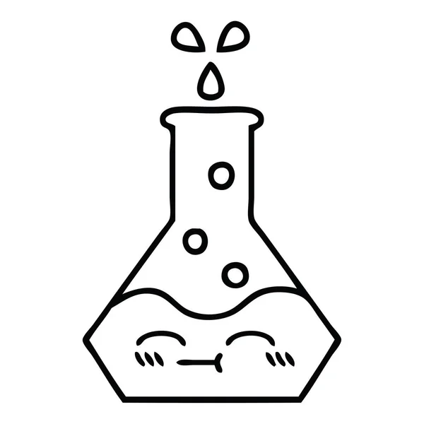 Line drawing cartoon science beaker — Stock Vector