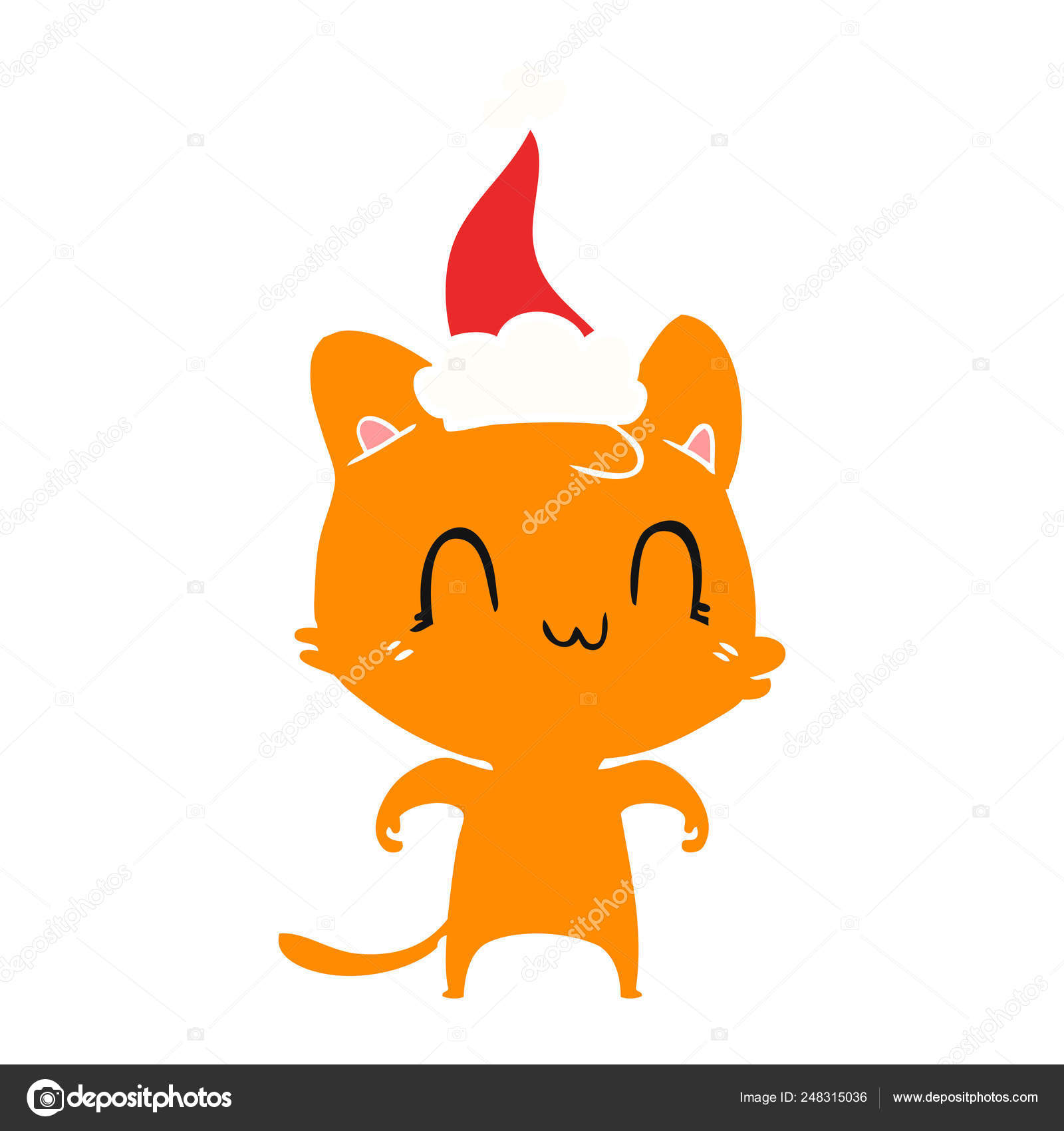 Illustration En Couleur Plate D Un Chat Heureux Portant Un Chapeau De Pere Noel Image Vectorielle Lineartestpilot C Illustration En Couleur Plate D Un Chat Heureux Portant Un Chapeau De Pere Noel Image Vectorielle Lineartestpilot C