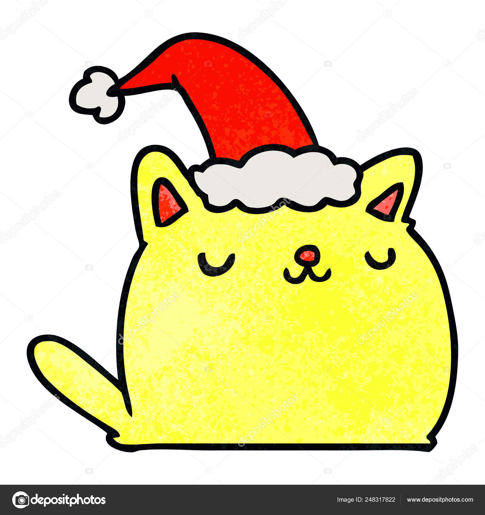 Weihnachten Texturierte Karikatur Von Kawaii Cat Stockvektor C Lineartestpilot