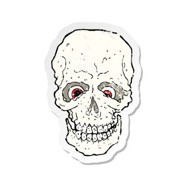 bir çizgi film ürkütücü kafatası Retro sıkıntılı etiket