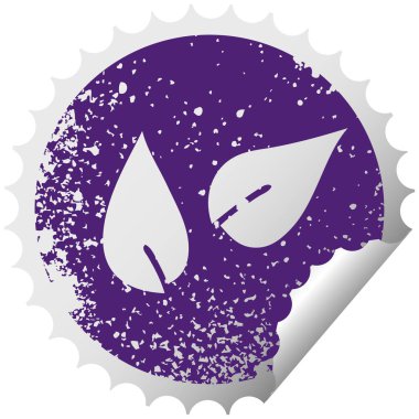 sıkıntılı dairesel peeling etiket sembolü bir yaprak