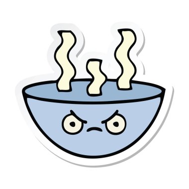 bir sevimli çizgi tas sıcak çorba etiket