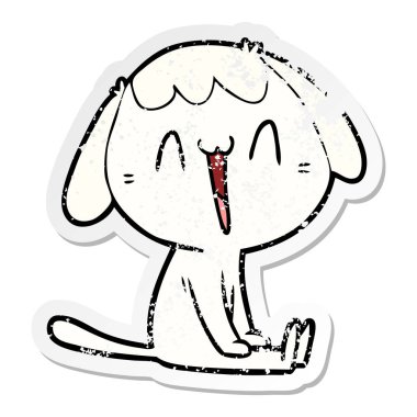 bir çizgi film gülen köpek sıkıntılı etiket