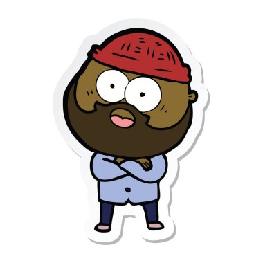 etiket bir karikatür sakallı adamın