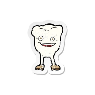 bir çizgi film mutlu diş karakteri Retro sıkıntılı etiket