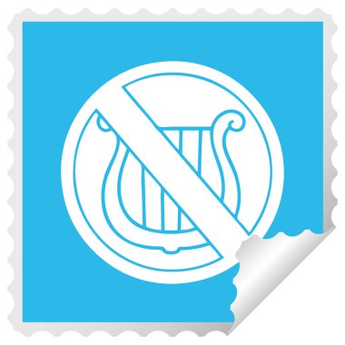 kare peeling etiket karikatür bir hiçbir müzik işareti izin