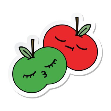 sevimli çizgi elma etiket