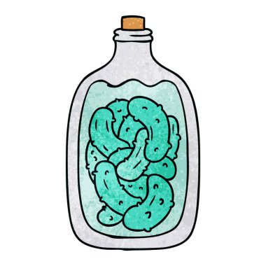 dokulu karikatür doodle kavanoz salatalık turşusu