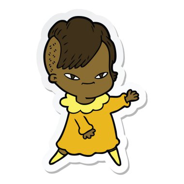 etiket hipster saç kesimi ile sevimli çizgi kızın