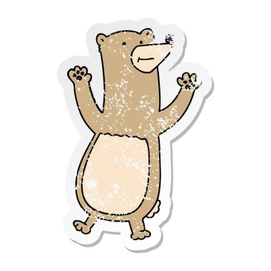 ilginç elle çizilmiş karikatür ayı sıkıntılı etiket