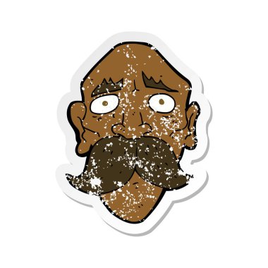 bir çizgi film üzgün ihtiyar Retro sıkıntılı etiket