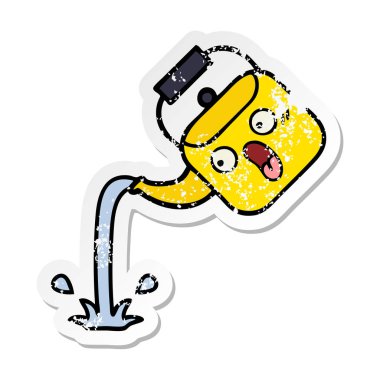 su ısıtıcısı dökülen bir sevimli çizgi sıkıntılı etiket