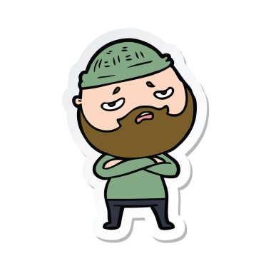 etiket bir karikatür sakallı endişeli