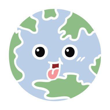 düz renk retro karikatür seyyare yerküre