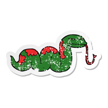 bir çizgi film slithering yılan sıkıntılı etiket