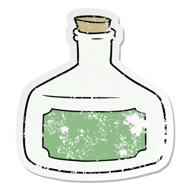 eski bir şişe karikatür sıkıntılı etiket