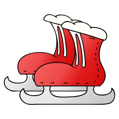 Degrade çizgi film doodle buz pateni çizmeler