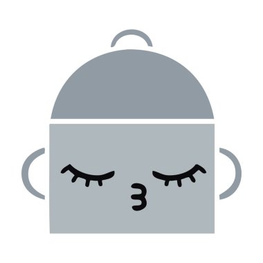 düz renk retro karikatür pot pişirme